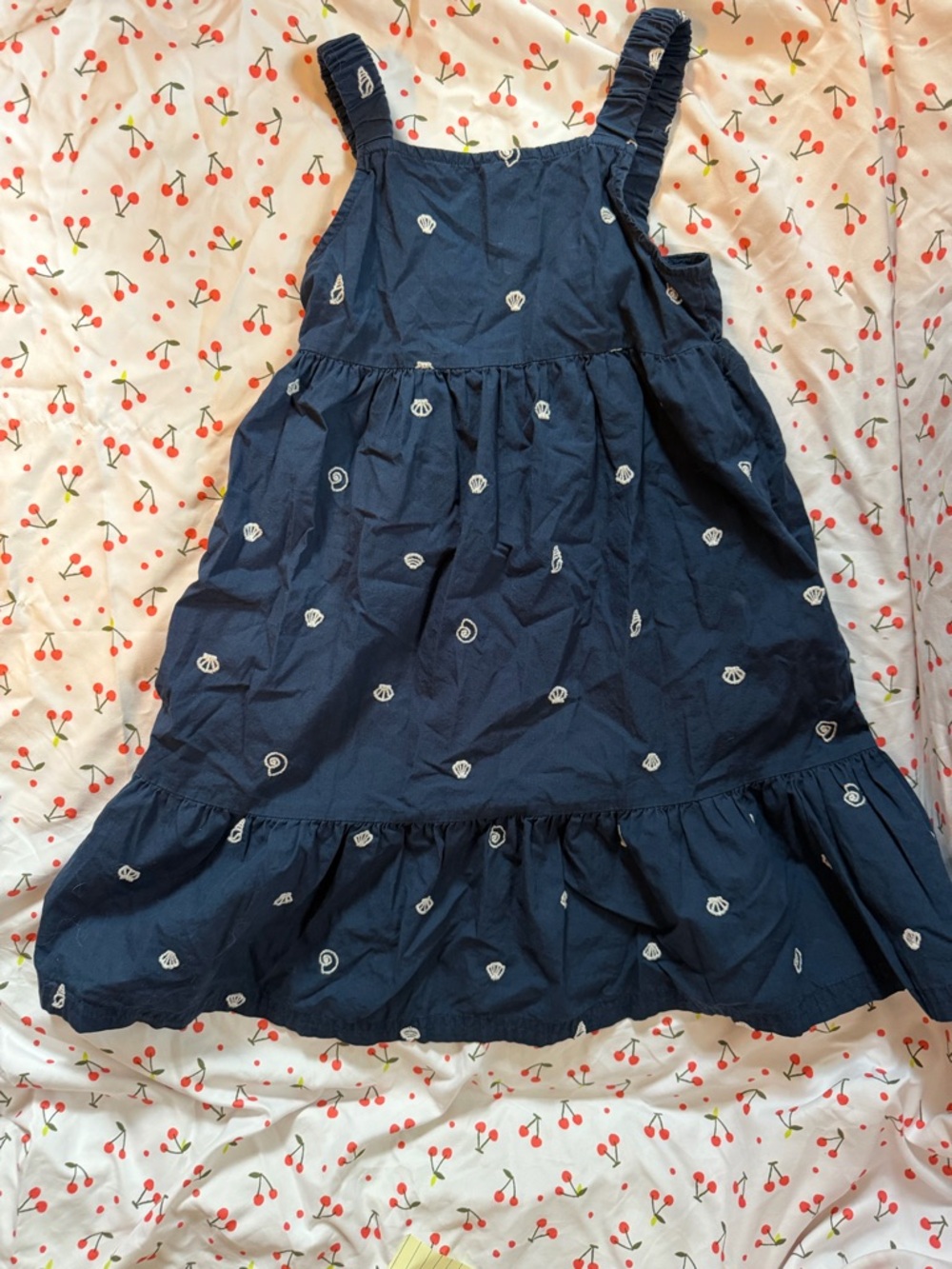 Girls Navy Embroidered Sundress